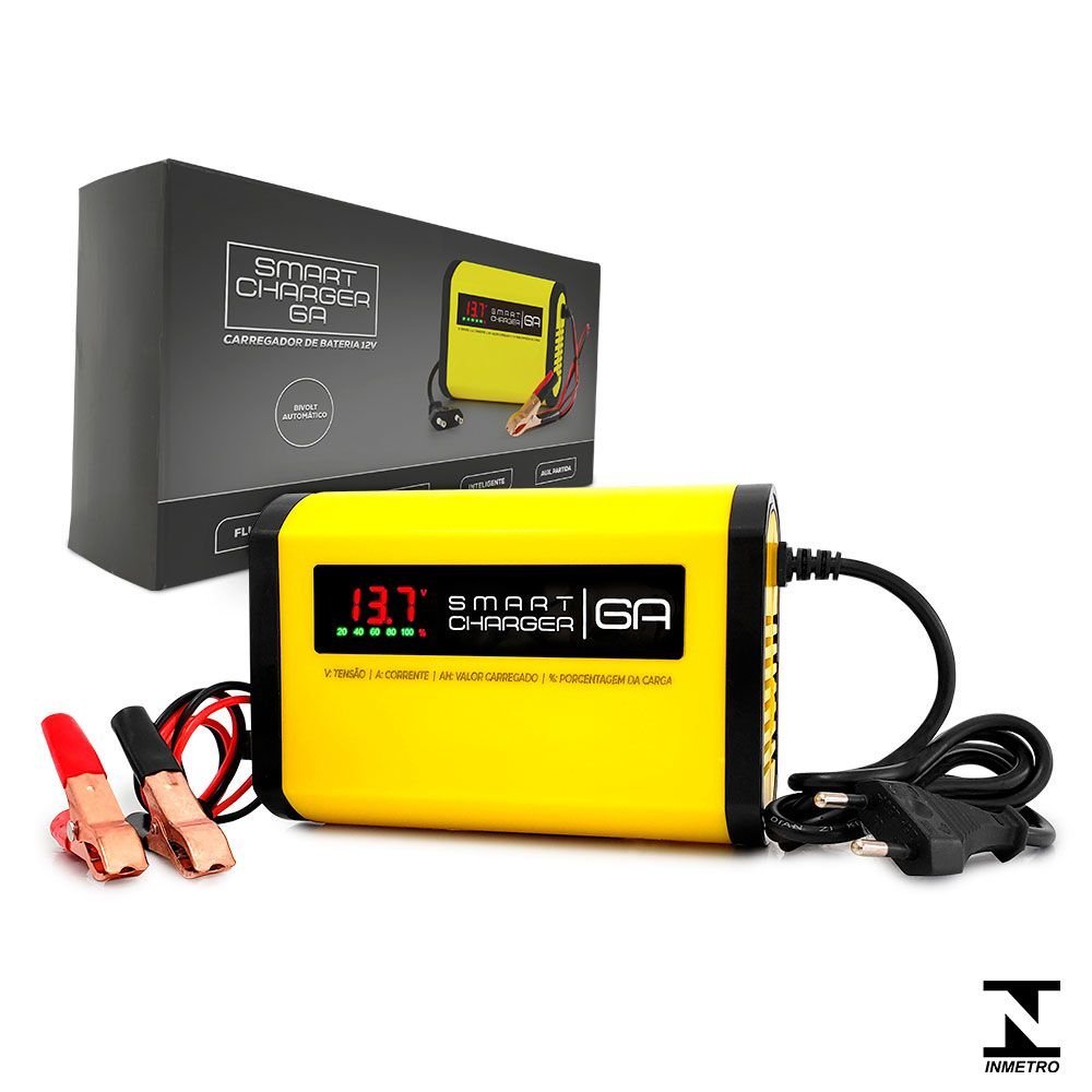 Smart Charger 6A - Carregador de Bateria Automotivo 12V